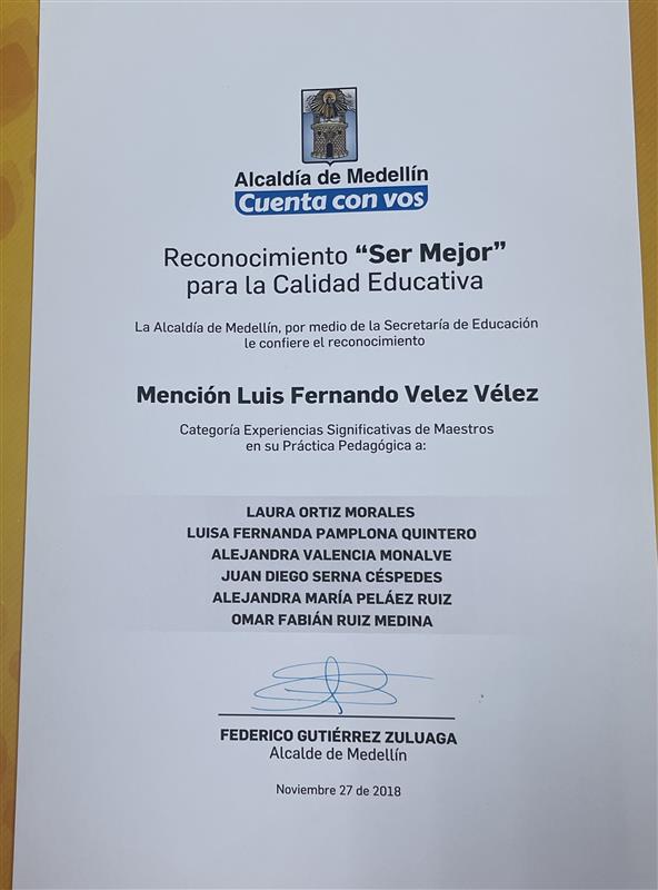 Reconocimiento 'Ser Mejor' a la Calidad Educativa